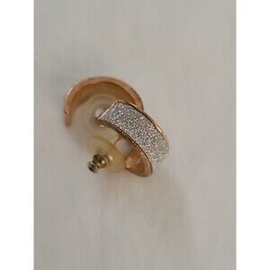 Rose Gold With Fine Silver Stardust Hoop Earrings  Dime Size 3/4 " Of A Inch